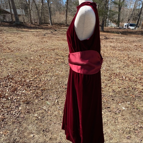 ALBERT NIPON DRESS SHEATH RED VELVET VINTAGE SLEEVELESS Size 14 - Picture 5 of 16